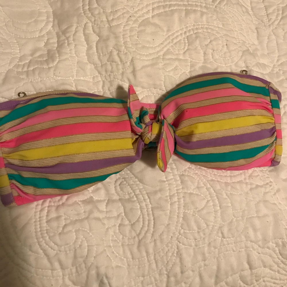 Colorful strapless Victoria secret bathing suit